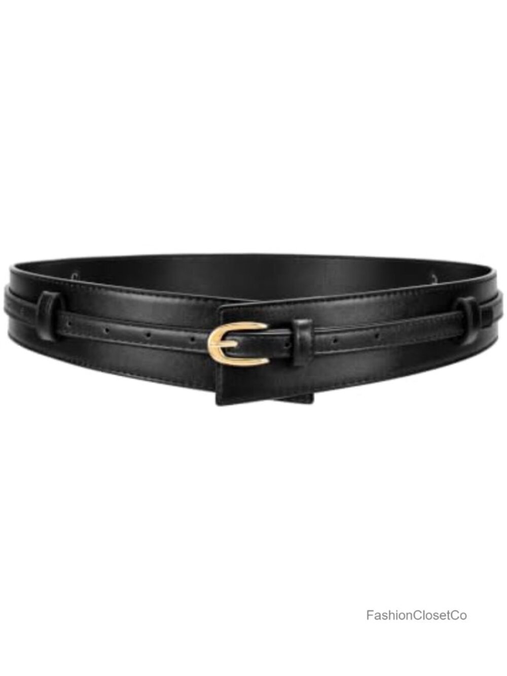 Wide Faux Leather Belt for Women 2-in-1 Waist Belt for Dress